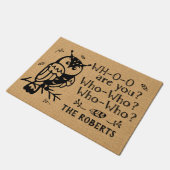 Bauernhaus-rustikale Leinwand-Eule die lustiger Fußmatte (Schrägansicht)