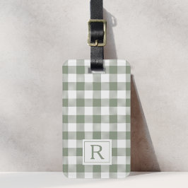 Bauernhaus Sage Green Buffalo Karo Monogram Gepäckanhänger