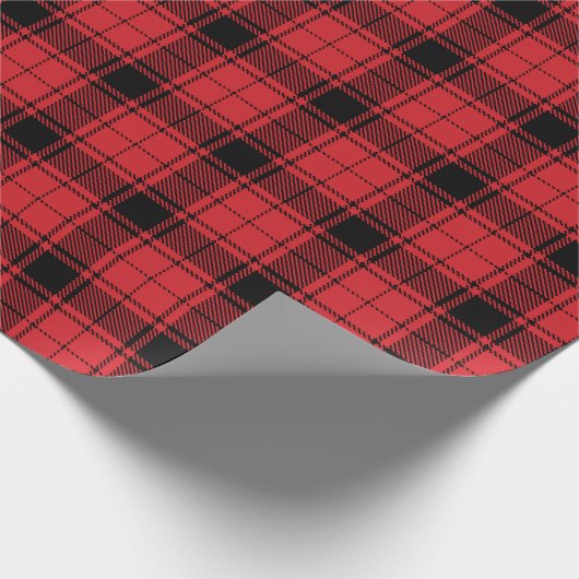 Bauernhaus schwarz rustikal kariertes Muster Geschenkpapier (Ecke)