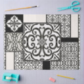 Bauernhaus Schwarz-Weiß-Fliesen Muster Decoupage Seidenpapier (Basteln)