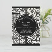 Bauernhaus Schwarz-weiße moderne Babydusche Einladung (Stehend Vorderseite)