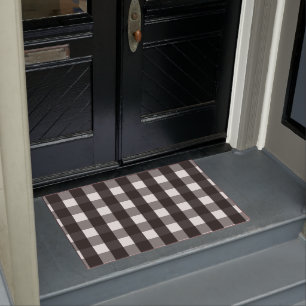 BAUERNHAUS-SCHWARZWEISS-GINGHAM-KARO FUßMATTE