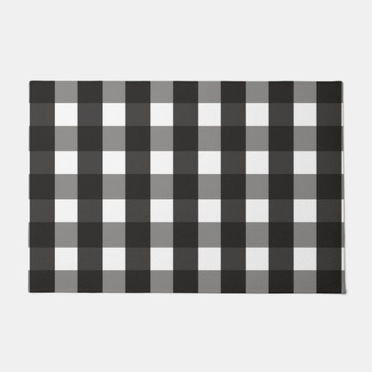 BAUERNHAUS-SCHWARZWEISS-GINGHAM-KARO FUßMATTE (Vorderseite)