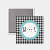 Bauernhaus Selegenes Black Buffalo Kariert und Aqu Magnet (Vorderseite/Rückseite)