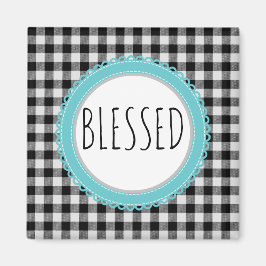 Bauernhaus Selegenes Black Buffalo Kariert und Aqu Magnet