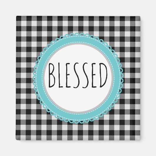 Bauernhaus Selegenes Black Buffalo Kariert und Aqu Magnet (Vorne)