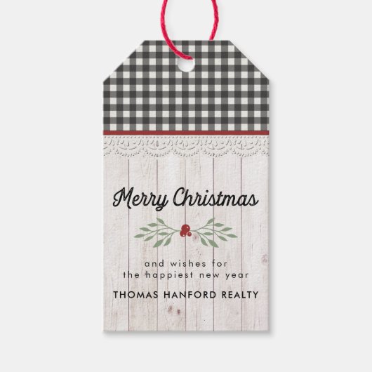 Bauernhaus Shiplap & Buffalo Karo Weihnachten Geschenkanhänger (Vorderseite)