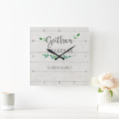 Bauernhaus Shiplap Holz Einfache Leaf zusammenbrin Quadratische Wanduhr (Zuhause)