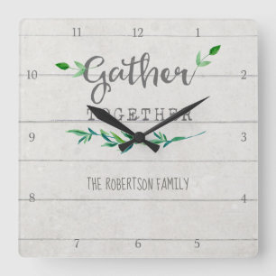 Bauernhaus Shiplap hölzerne einfaches Quadratische Wanduhr