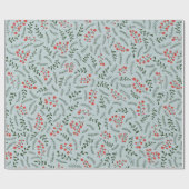 Bauernhaus staubblaues dunkelgrünes Blattmuster Geschenkpapier (Flach)