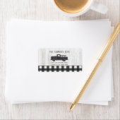 Bauernhaus Stil Schwarz-weiß Buffalo Kariertes Hol Adressaufkleber (Insitu)