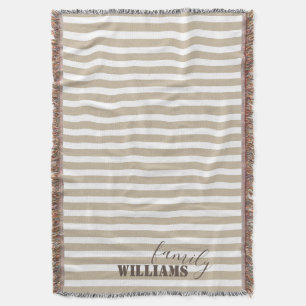 Bauernhaus Tan Stripes Throw Blanket Decke