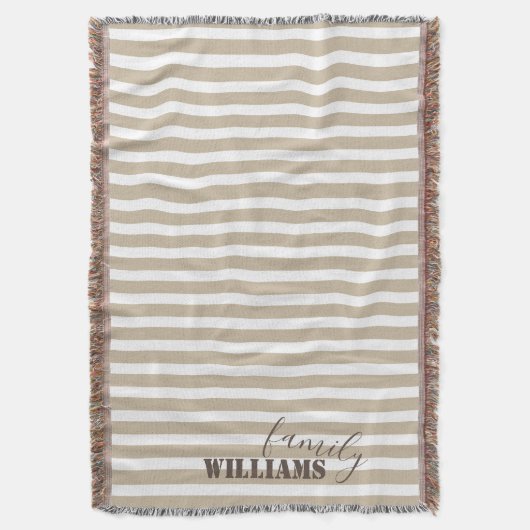 Bauernhaus Tan Stripes Throw Blanket Decke (Vorderseite Vertikal)