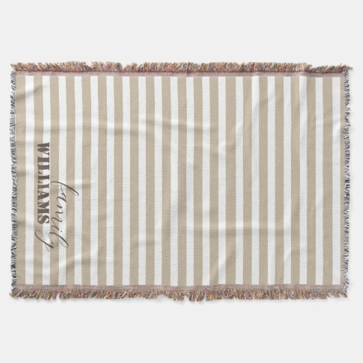 Bauernhaus Tan Stripes Throw Blanket Decke (Vorderseite)