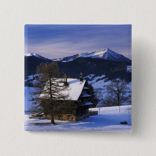 Bauernhaus und Monte Rigi und Pilatus, Button (Vorderseite)