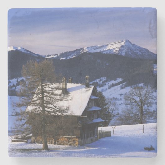 Bauernhaus und Monte Rigi und Pilatus, Steinuntersetzer (Vorderseite)