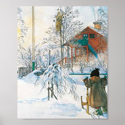 Bauernhaus und Waschhaus von Carl Larsson Poster (Vorne)