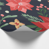 Bauernhaus Weihnachten Blumen und Grün Geschenkpapier (Ecke)