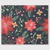 Bauernhaus Weihnachten Blumen und Grün Geschenkpapier (Flach)