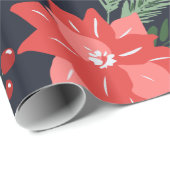 Bauernhaus Weihnachten Blumen und Grün Geschenkpapier (Rolleneckpunkt)