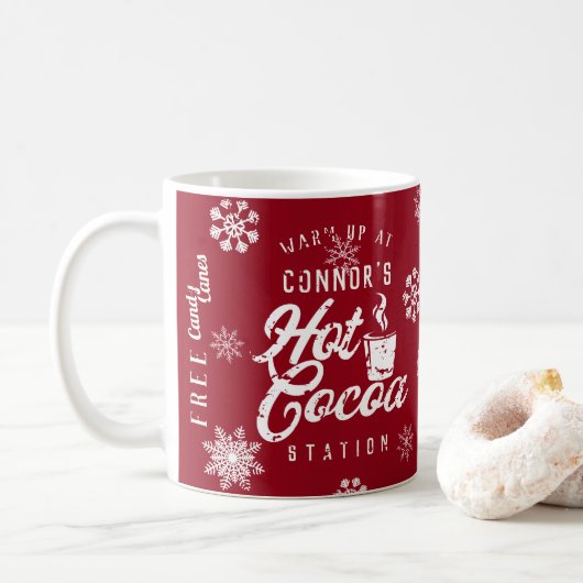 Bauernhaus Weihnachten Custom Familie Hot Cocoa Kaffeetasse (Mit Donut)