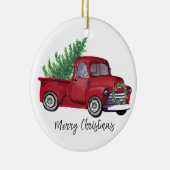 Bauernhaus-WeihnachtsAquarell-Rot-LKW Keramik Ornament (Rechts)