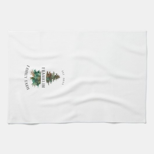 Bauernhaus Weihnachtsbaum Personalisierte Familie Geschirrtuch (Horizontal)