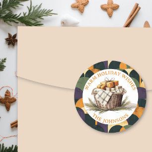 Bauernhaus-Weihnachtsgeschenkkorb Runder Aufkleber