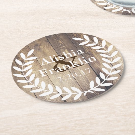 Bauernhaus-weiße Lorbeer Braut u. Runder Pappuntersetzer (Angewinkelt)