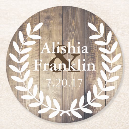 Bauernhaus-weiße Lorbeer Braut u. Runder Pappuntersetzer (Vorderseite)