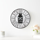 Bauernhaus-weißer hölzerner rustikaler große wanduhr (Zuhause)