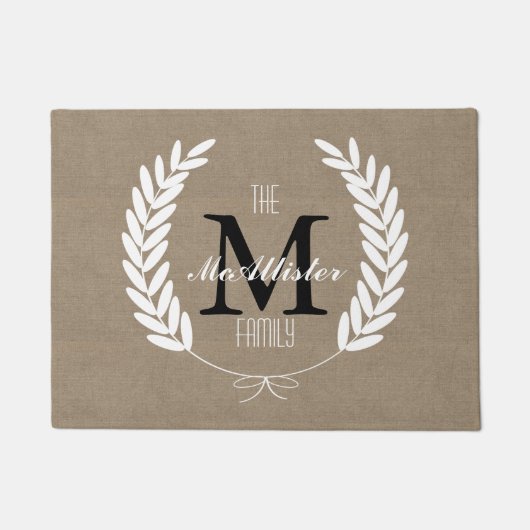 Bauernhaus-weißer Weizen-Lorbeer-Familienname Fußmatte (Vorderseite)