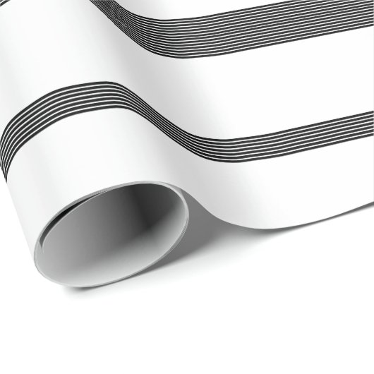 Bauernhaus-weißes Schwarzes Stripes Geschenkpapier (Rolleneckpunkt)