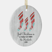 Bauernhaus-Woodsy Strumpf-neue Baby-Familie von Keramik Ornament (Rechts)