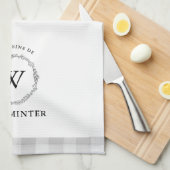 Bauernhaus Wreath Grau Karo Personalisierte Famili Geschirrtuch (Viertel Falte)