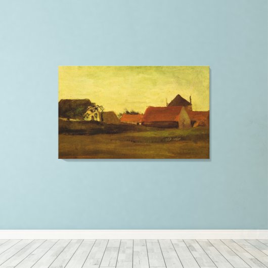 Bauernhäuser in Loosduinen bei Den Haag bei Twilig Leinwanddruck (Insitu (Holzboden))