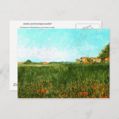 Bauernhäuser in Weizenfeld, Vincent van Gogh Postkarte (Vorne/Hinten)