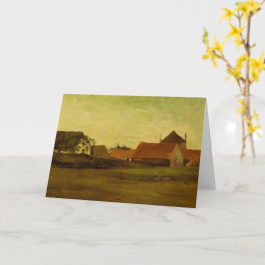 Bauernhäuser Loosduinen Haag von Vincent van Gogh Karte (Gelbe Blume)