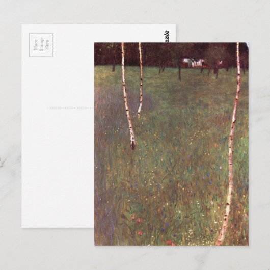 Bauernhäuser mit Birkenbäumen Postkarte (Vorne/Hinten)