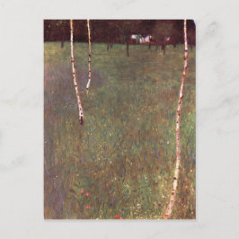 Bauernhäuser mit Birkenbäumen Postkarte