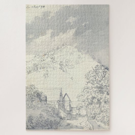 Bauernhäuser von Hillside - Caspar David Friedrich Puzzle (Vertikal)