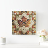 Bauernhausstil Herbstfallleaf Quadratische Wanduhr (Zuhause)