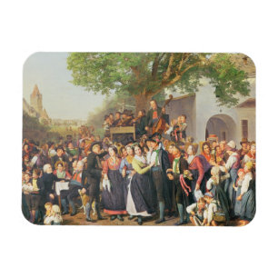 Bauernhochzeit in Niederösterreich (Öl auf Leinwan Magnet