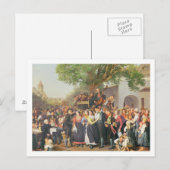 Bauernhochzeit in Niederösterreich (Öl auf Leinwan Postkarte (Vorne/Hinten)