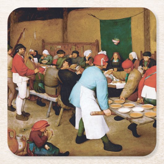 Bauernhochzeit, Pieter Bruegel Rechteckiger Pappuntersetzer (Vorderseite)