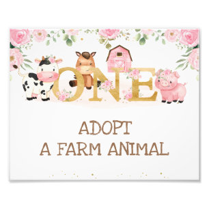 Bauernhof 1. Geburtstag Adoptiere ein Farm Animal Fotodruck
