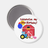Bauernhof 3. Geburtstag T - Shirt und Geschenke Magnet (Vorderseite/Rückseite)
