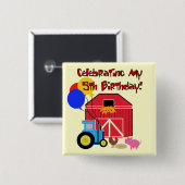 Bauernhof 5th Birthday Tshirts und Geschenke Button (Vorne & Hinten)