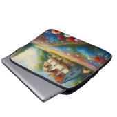 Bauernhof auf einem Feld von Blume Laptopschutzhülle (Vorne Knopf)