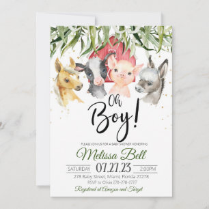 Bauernhof Baby Shower Einladung Junge Boho